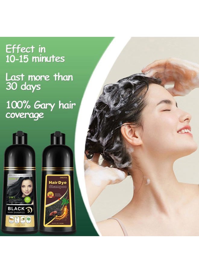 Hair Dye Shampoo 3 in 1, Dark Brown Hair Dye 16.9 FL Oz, Hair Shampoo, Semi-Permanent Hair Dye Shampoo, Lasts 30 Days Hair Color Shampoo (Dark Brown)