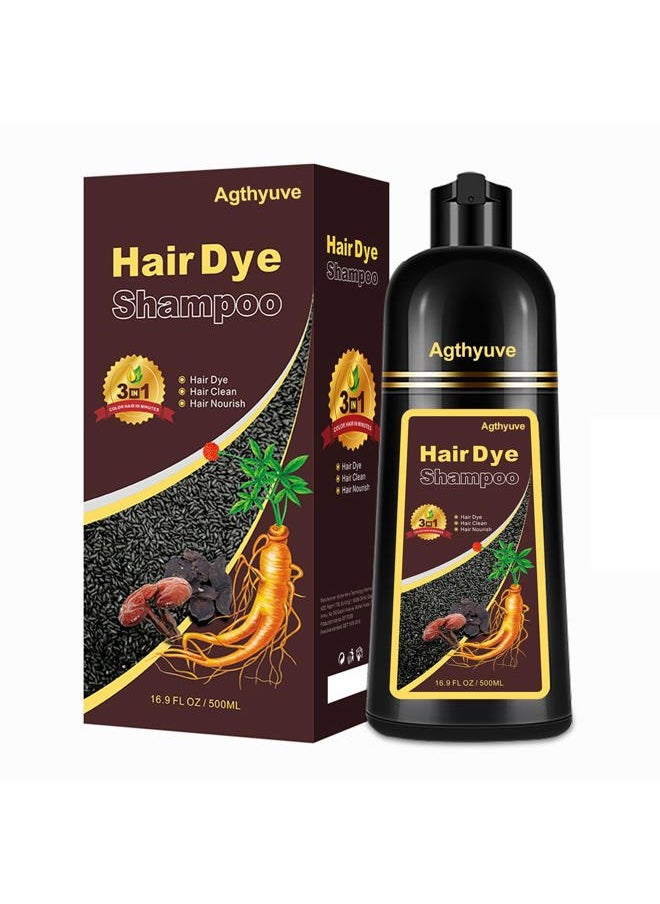 Hair Dye Shampoo 3 in 1, Dark Brown Hair Dye 16.9 FL Oz, Hair Shampoo, Semi-Permanent Hair Dye Shampoo, Lasts 30 Days Hair Color Shampoo (Dark Brown)