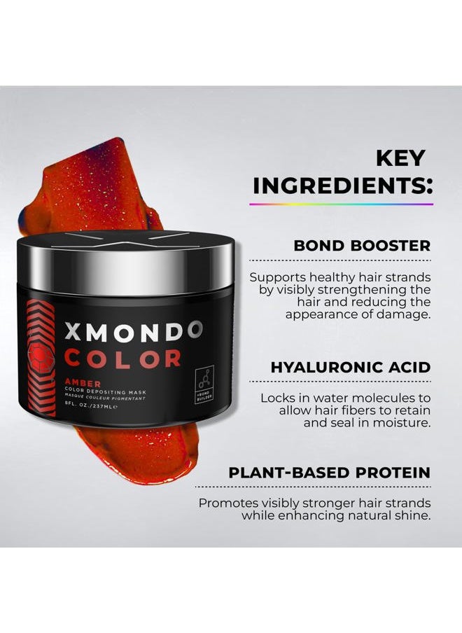Color Amber Depositing Mask & Semi-Permanent Red Hair Dye | Infused with Bond Booster Technology & Hyaluronic Acid for Nourishment, Revitalization & Repair, Vegan Formula, 8 Fl Oz 1-Pack