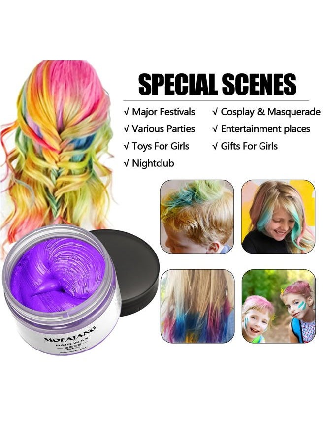 Temporary Hair Color Chalk For Kids, Hair Wax Color For 4 5 6 7 8 9 Year Old Girl Gifts, Birthday,Party, Cosplay DIY, Children's Day, Halloween, Christmas (6, Red Pink Gold Blue Green Purple)