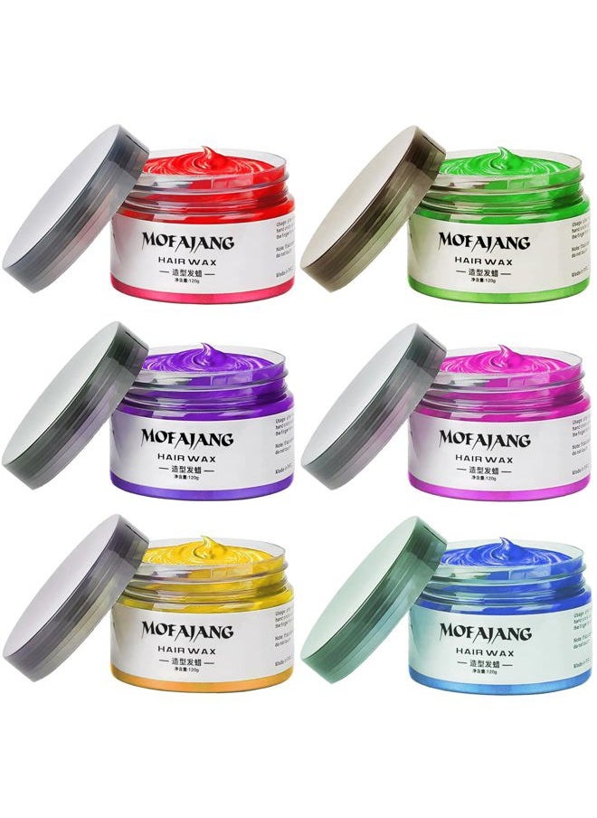 Temporary Hair Color Chalk For Kids, Hair Wax Color For 4 5 6 7 8 9 Year Old Girl Gifts, Birthday,Party, Cosplay DIY, Children's Day, Halloween, Christmas (6, Red Pink Gold Blue Green Purple)