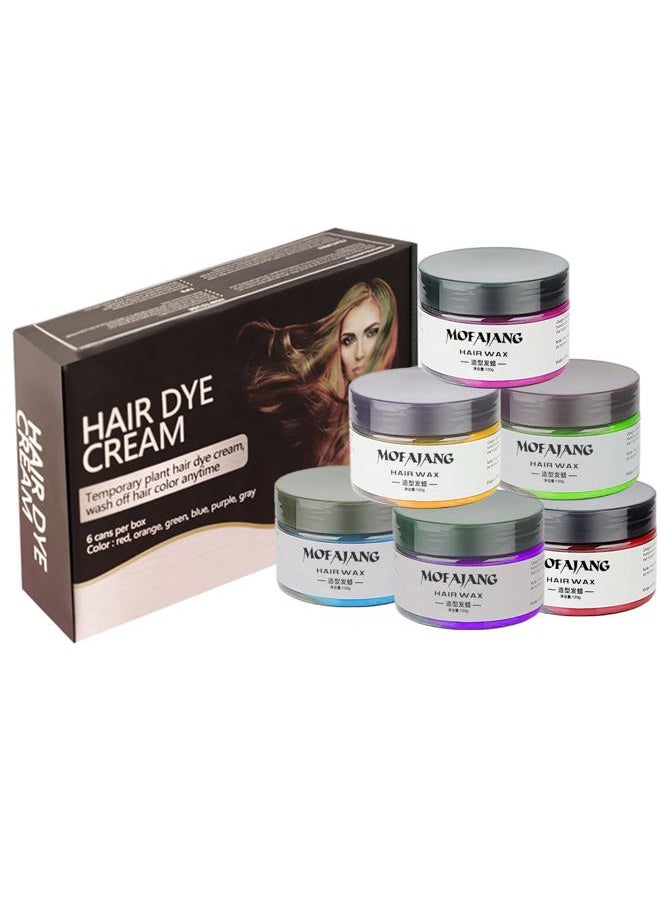 Temporary Hair Color Chalk For Kids, Hair Wax Color For 4 5 6 7 8 9 Year Old Girl Gifts, Birthday,Party, Cosplay DIY, Children's Day, Halloween, Christmas (6, Red Pink Gold Blue Green Purple)