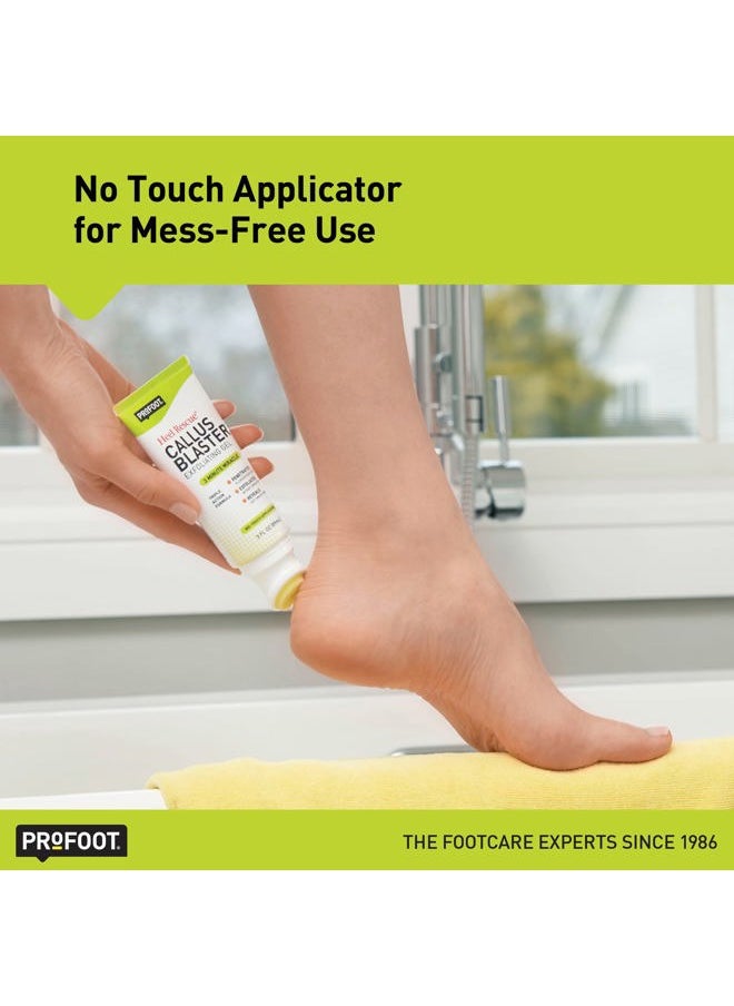 Heel Rescue Callus Blaster Exfoliating Gel, Concentrated Acid Free Exfoliator for Softer, Smoother Feet, No-Touch Brush Applicator & Foot Buffer, 3 Ounce