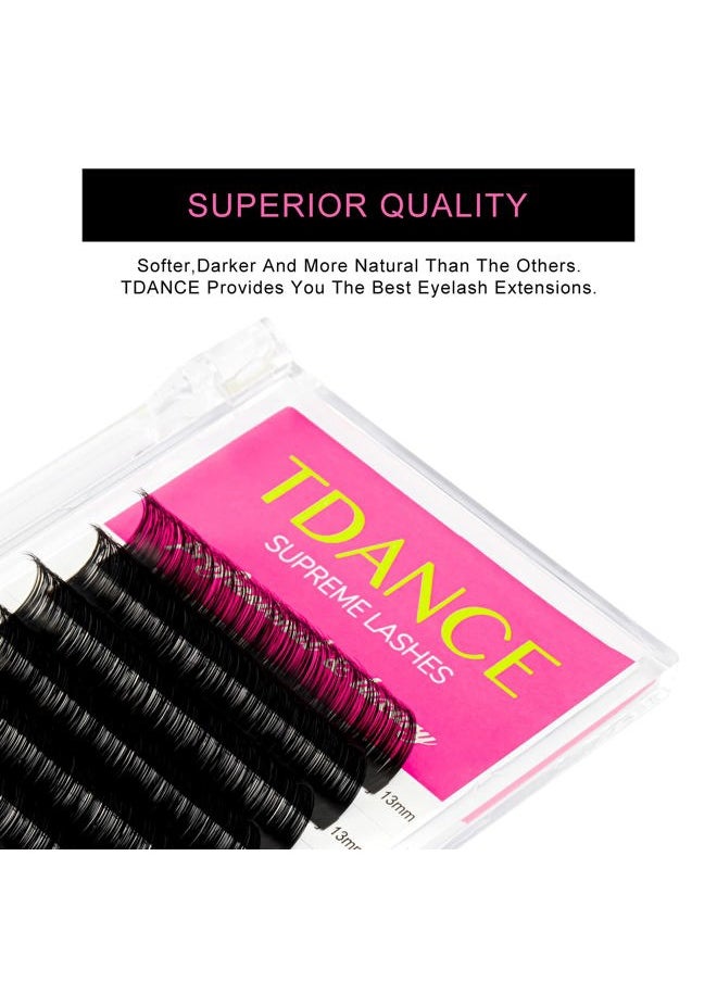 Premium C CC D DD J B L Curl 0.03-0.18mm Thickness Semi Permanent Individual Eyelash Extensions Silk Classic Lashes Professional Salon Use Mixed 8-15mm Length In One Tray (D-0.18,8-15mm)