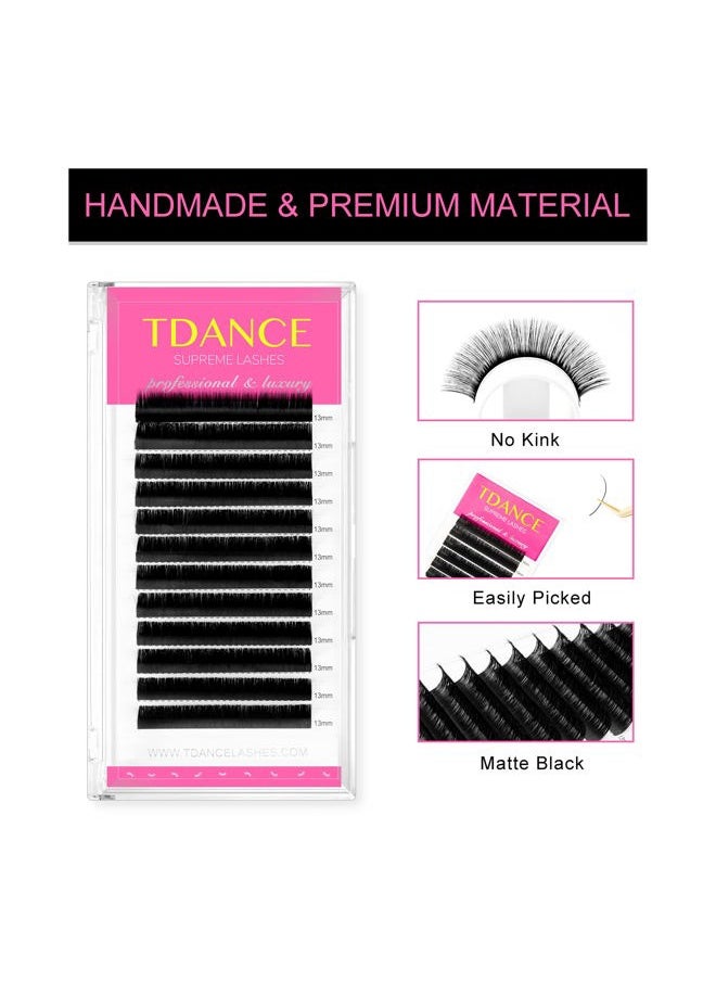 Premium C CC D DD J B L Curl 0.03-0.18mm Thickness Semi Permanent Individual Eyelash Extensions Silk Classic Lashes Professional Salon Use Mixed 8-15mm Length In One Tray (D-0.18,8-15mm)