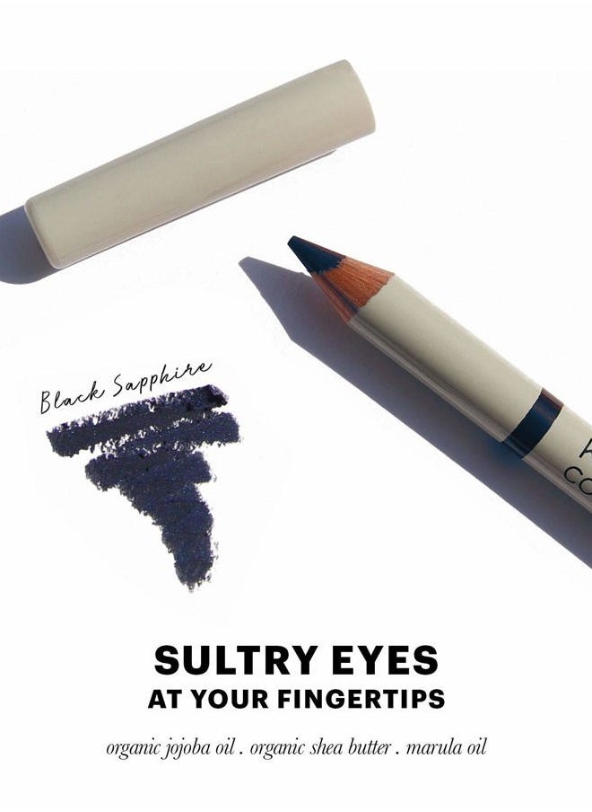 Khôl Eyeliner | Waterproof Eyeliner Pencil with Built-in Smudger | Long-Lasting Intense Color I Black Sapphire
