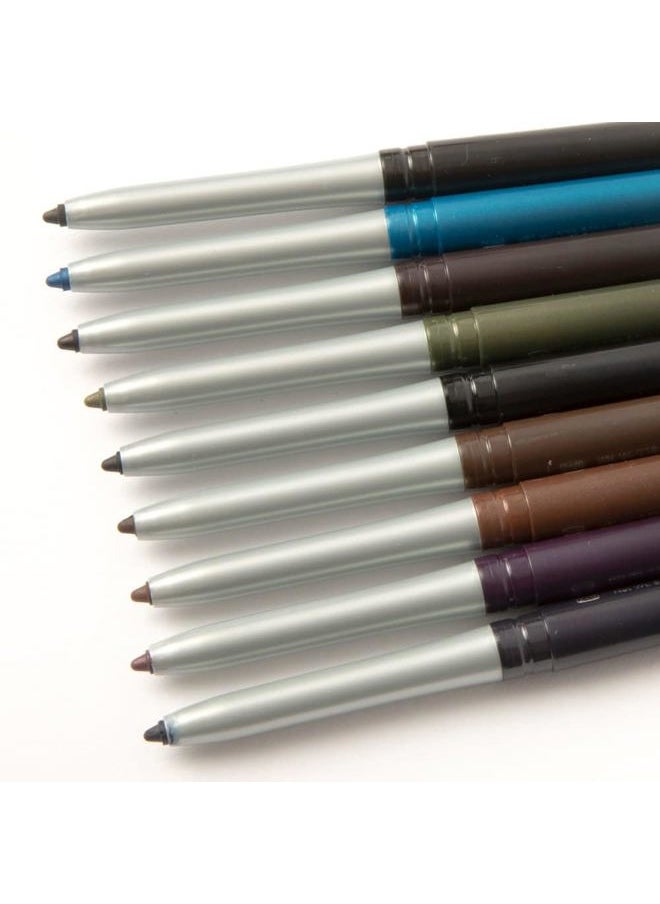 Retractable Waterproof Eyeliner, Richly Pigmented Color and Creamy, Slip Twist Up Pencil Eye Liner, Smudge Proof Long Lasting Application, All Day Wear, No Sharpener Required, Black Brown