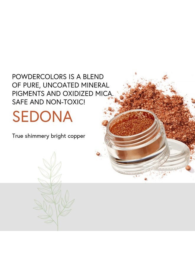 PowderColors, Clean Mineral Eye Shadow in Sedona, Shimmery Bright Copper, Versatile, Portable, & Skin-Friendly, 2g