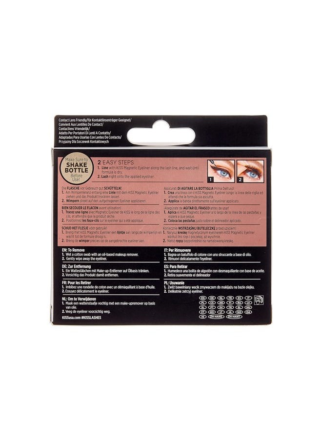 Magnetic Lashes, Charm, 1 Pair of Synthetic False Eyelashes With 5 Double Strength Magnets, Wind Resistant, Dermatologist Tested Fake Lashes Last Up To 16 Hours, Reusable Up To 15 Times, Black