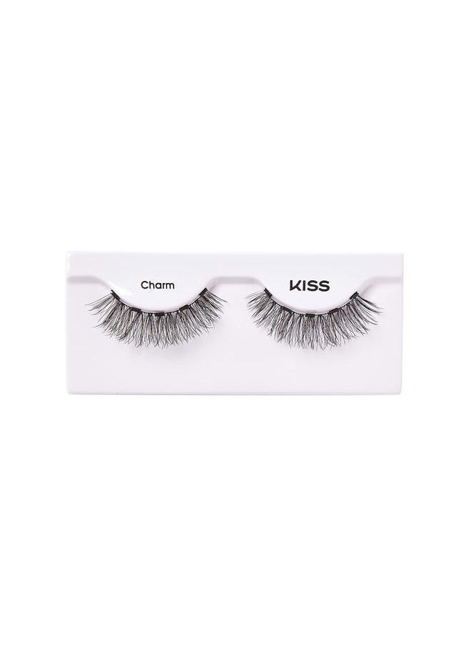 Magnetic Lashes, Charm, 1 Pair of Synthetic False Eyelashes With 5 Double Strength Magnets, Wind Resistant, Dermatologist Tested Fake Lashes Last Up To 16 Hours, Reusable Up To 15 Times, Black