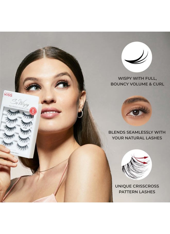 So Wispy Curated Collection of Bestselling False Eyelash Styles Multipack, Volume & Curl, Lash Extensions Look, Signature Wispy Effect, Cruelty Free, Reusable, Contact Lens Friendly, 5-Pair