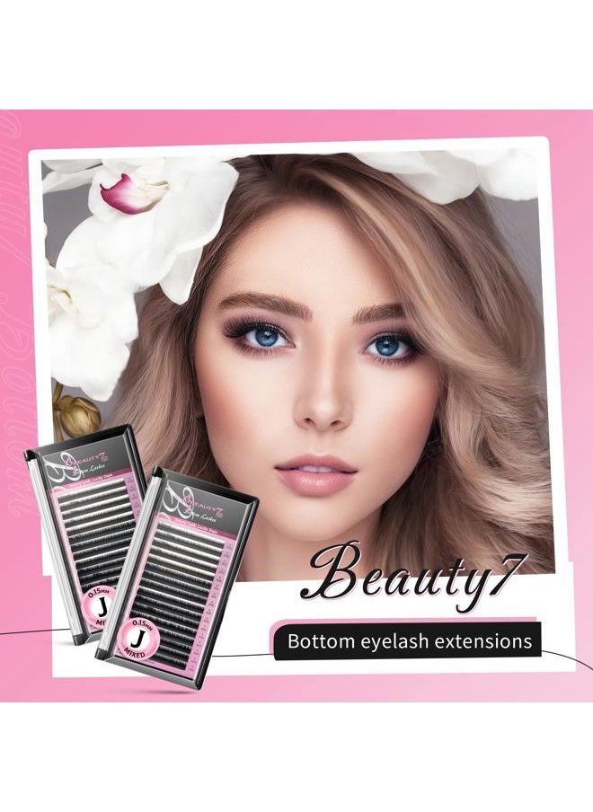 Mixed Volume Under Bottom Lower Individual False Eyelash Extension Tray Matte Synthetic Mink Lash (0.15 Thickness, J Curl)