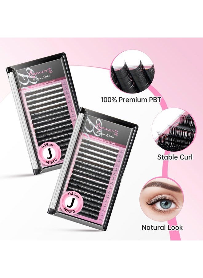 Mixed Volume Under Bottom Lower Individual False Eyelash Extension Tray Matte Synthetic Mink Lash (0.15 Thickness, J Curl)