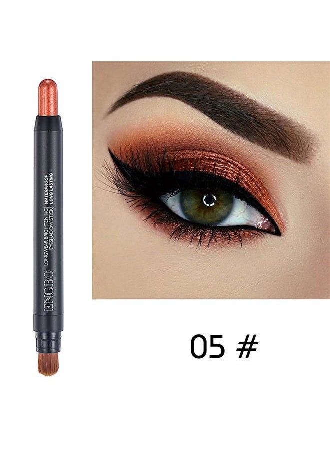 6PCS Eyeshadow Stick Sets with Soft Brush, Cream Eye Shadow Stick Waterproof Long Lasting Glitter Pearlescent Highlighter Brightener Makeup Stick Kit for Smoky, Luminous, Metallic Eye Makeup