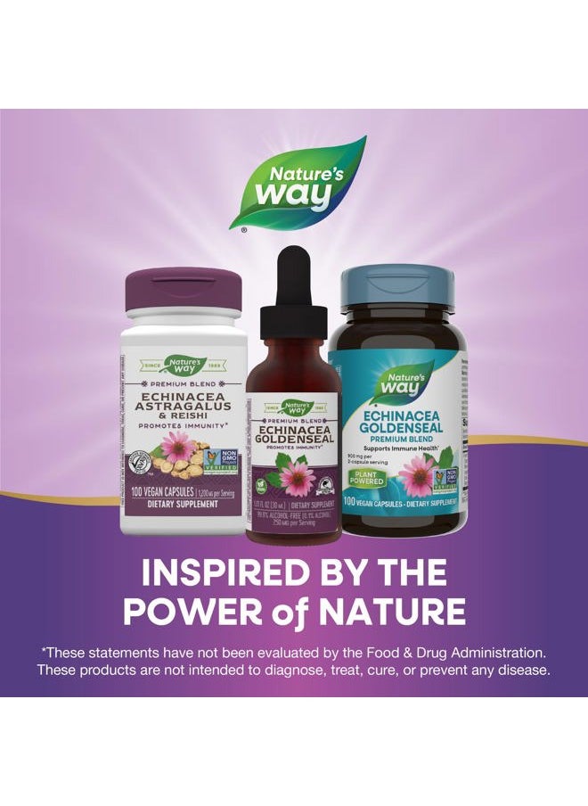 Premium Formula Echinacea-Goldenseal, 250 mg per serving, 99.9% Alcohol-Free, 1.01 Oz.