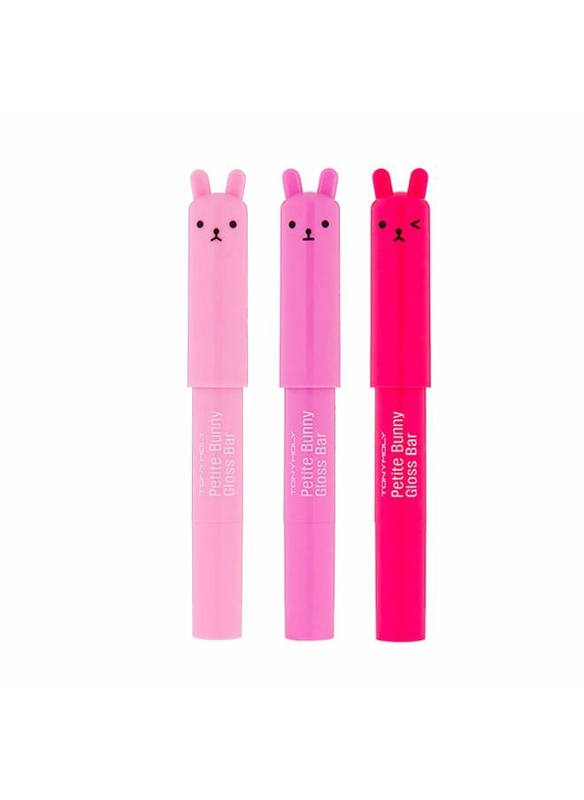 Petit Bunny Lip Gloss for Women, Easter Basket Stuffer, Long Lasting Lip Crayon, Korean Lip Gloss, Vitamin E Enriched, Soften & Moisturize Lips, 3 pk