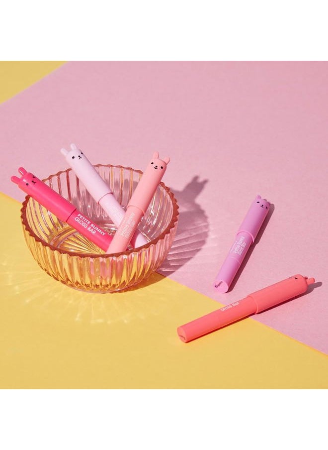 Petit Bunny Lip Gloss for Women, Easter Basket Stuffer, Long Lasting Lip Crayon, Korean Lip Gloss, Vitamin E Enriched, Soften & Moisturize Lips, 3 pk
