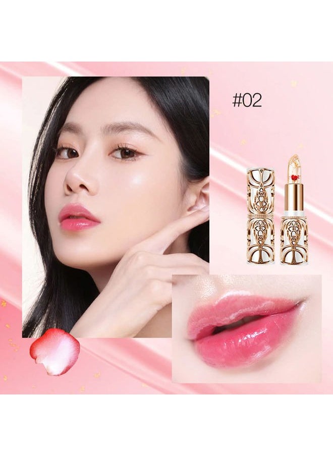 Crystal Flower PH Lip Balm Color Changing Magic Lipstick Jelly Flower Luxury Lip Balm Mood Lipstick Color Changing Long Lasting Nutritious Lip Gloss Clear Lipstick