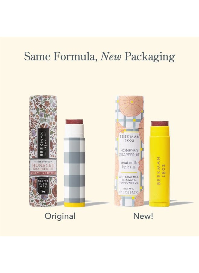 Tinted Lip Balm, Honeyed Grapefruit - Scented - 0.15 oz - With Goat Milk, Vitamin E, Beeswax & Shea Butter to Hydrate & Soothe - Good for Sensitive Skin - Cruelty Free