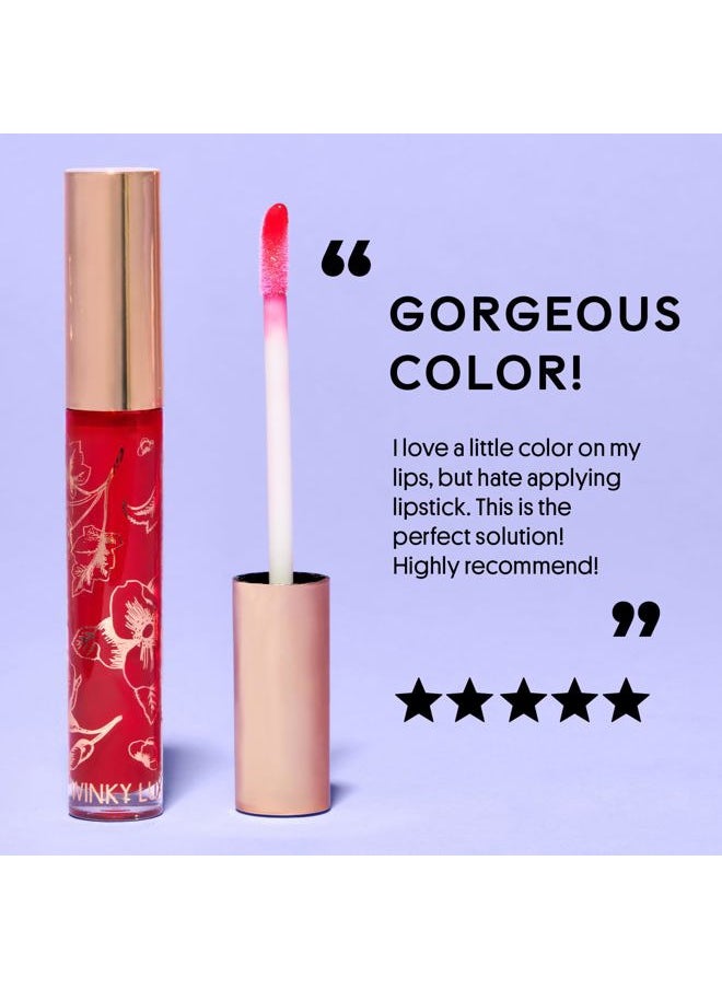 Fruity Gloss pH Lip Stain, Non Sticky Lip Gloss, Tinted Lip Oil, Lip Lacquer, Yummy Fruit Lipgloss, Jojoba Oil for Hydration & Shine, Raspberry