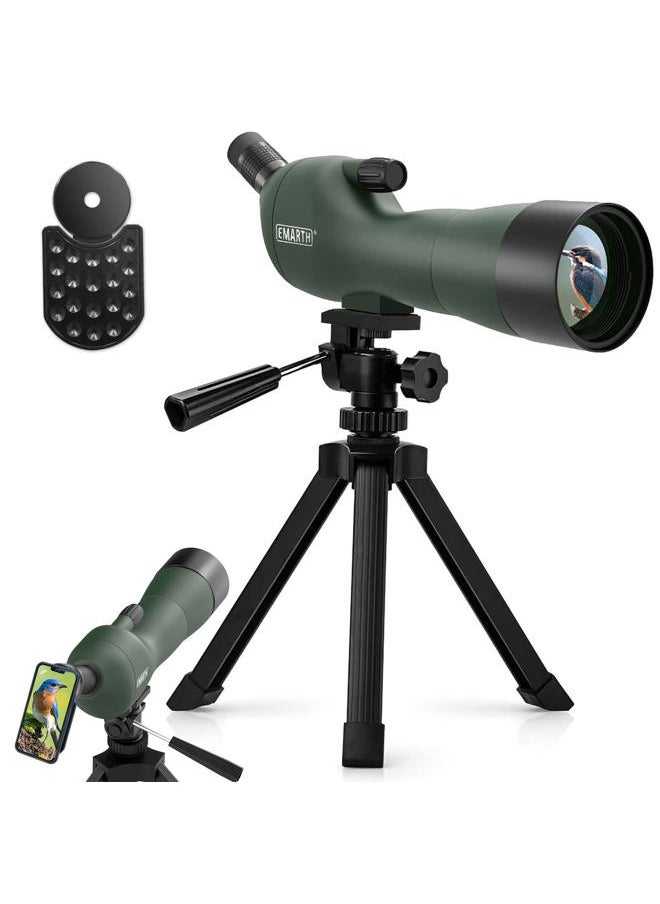 20-60x60AE 45 Degree Angled Spotting Scope with Tripod, Phone Adapter, Carry Bag, Scope for Target Shooting Bird Watching Hunting Wildlife
