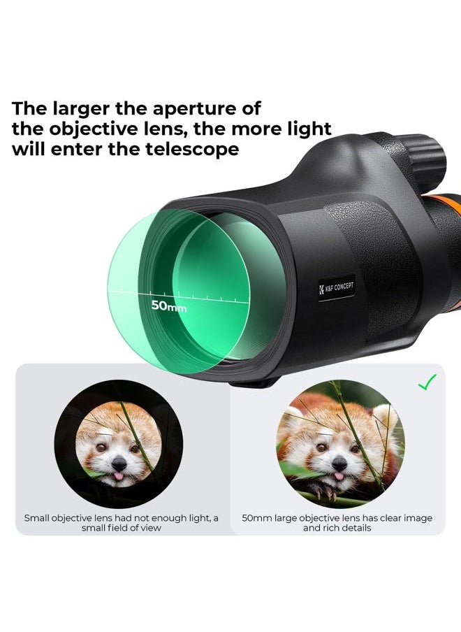 ® 12X50 Monocular Telescope with Cleaning Cloth, FMC Lens & BAK4 Prism Telescopes for Adults, Sky Captain HD Monocular for Bird Watching Hunting Hiking Camping Travelling