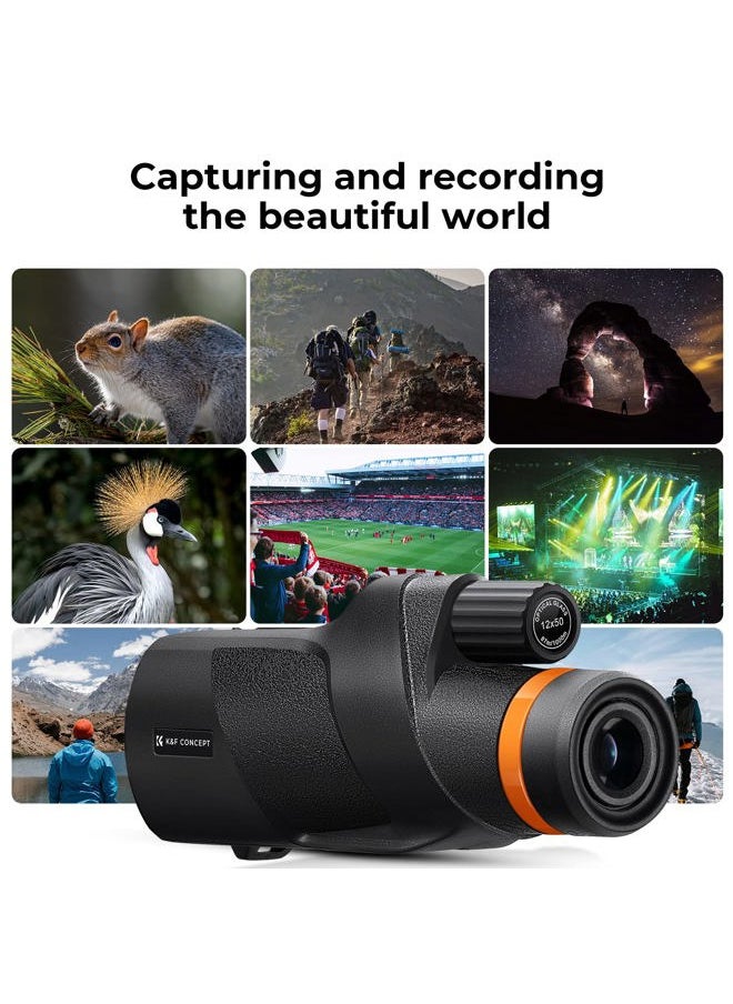 ® 12X50 Monocular Telescope with Cleaning Cloth, FMC Lens & BAK4 Prism Telescopes for Adults, Sky Captain HD Monocular for Bird Watching Hunting Hiking Camping Travelling
