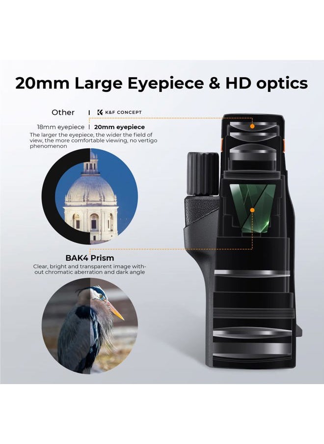® 12X50 Monocular Telescope with Cleaning Cloth, FMC Lens & BAK4 Prism Telescopes for Adults, Sky Captain HD Monocular for Bird Watching Hunting Hiking Camping Travelling