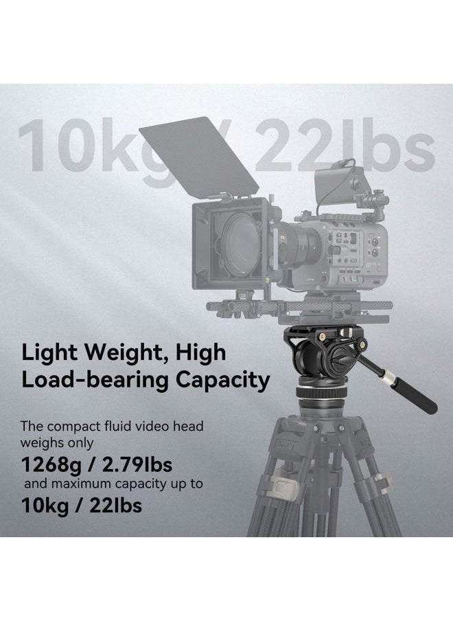 SmallRig DH10 Heavy Duty Tripod Fluid Video Head with Flat Base and Adjustable Handle, Quick Release Plate for Manfrotto Video Head Mount Plate, Load up to 22Ibs, for Video Cameras, DSLR Cameras 4165