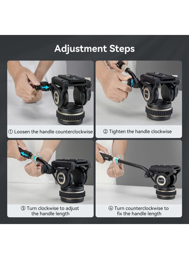 SmallRig DH10 Heavy Duty Tripod Fluid Video Head with Flat Base and Adjustable Handle, Quick Release Plate for Manfrotto Video Head Mount Plate, Load up to 22Ibs, for Video Cameras, DSLR Cameras 4165
