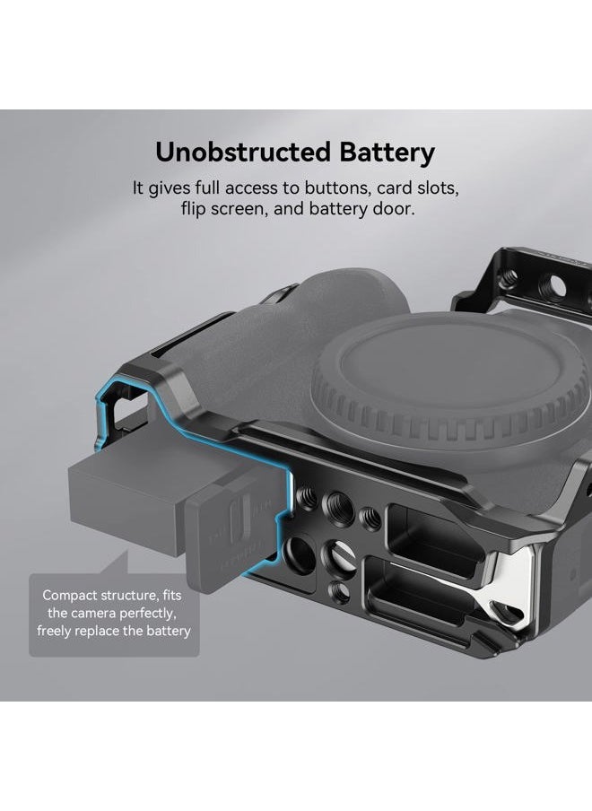 SmallRig R50 Cage for Canon R50 Camera, Aluminum Alloy with Quick Release Plate for Arca Stand, Cold Shoe, NATO Rail and Threaded Holes - 4214