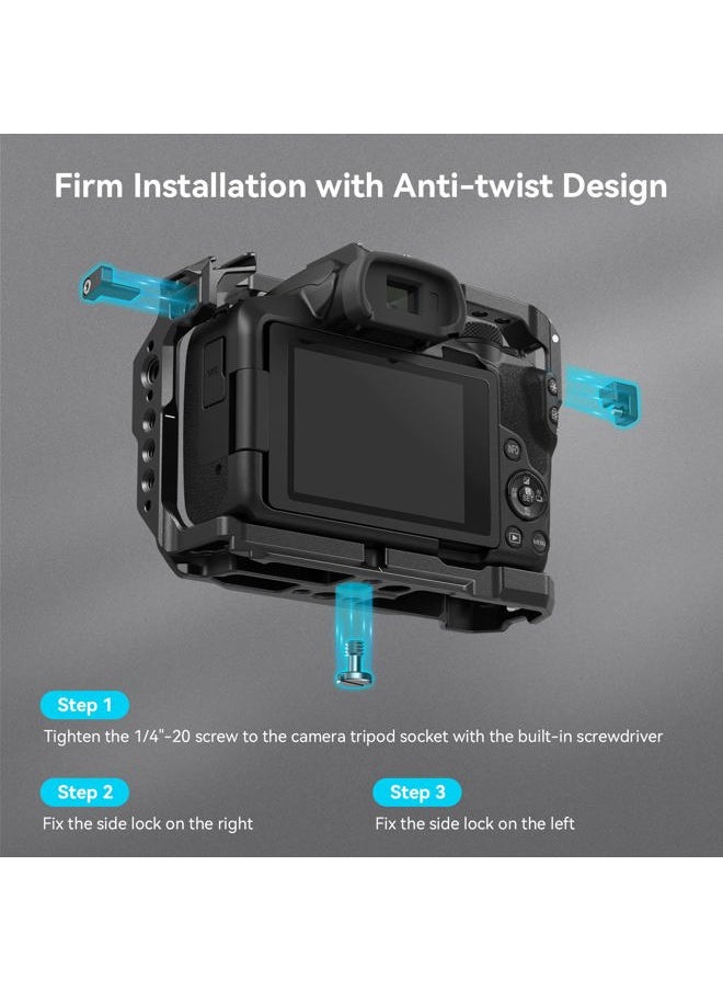 SmallRig R50 Cage for Canon R50 Camera, Aluminum Alloy with Quick Release Plate for Arca Stand, Cold Shoe, NATO Rail and Threaded Holes - 4214