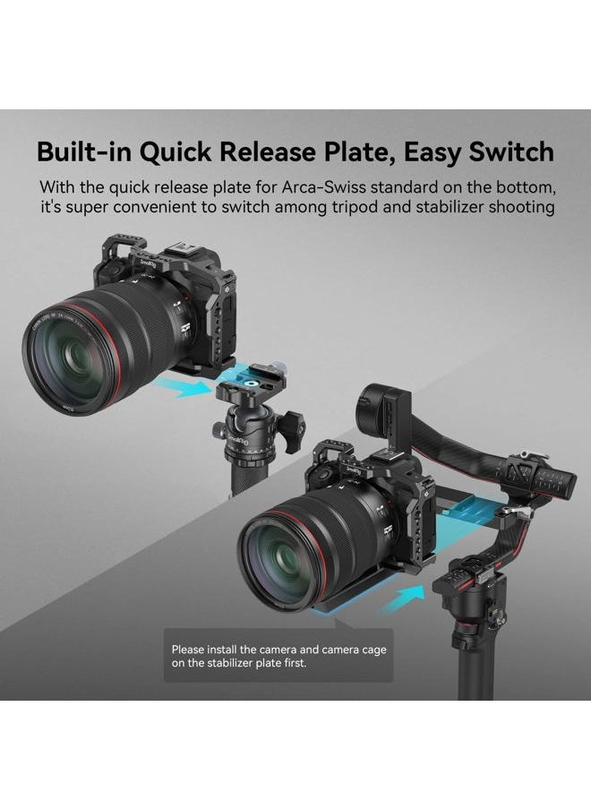 SmallRig R50 Cage for Canon R50 Camera, Aluminum Alloy with Quick Release Plate for Arca Stand, Cold Shoe, NATO Rail and Threaded Holes - 4214