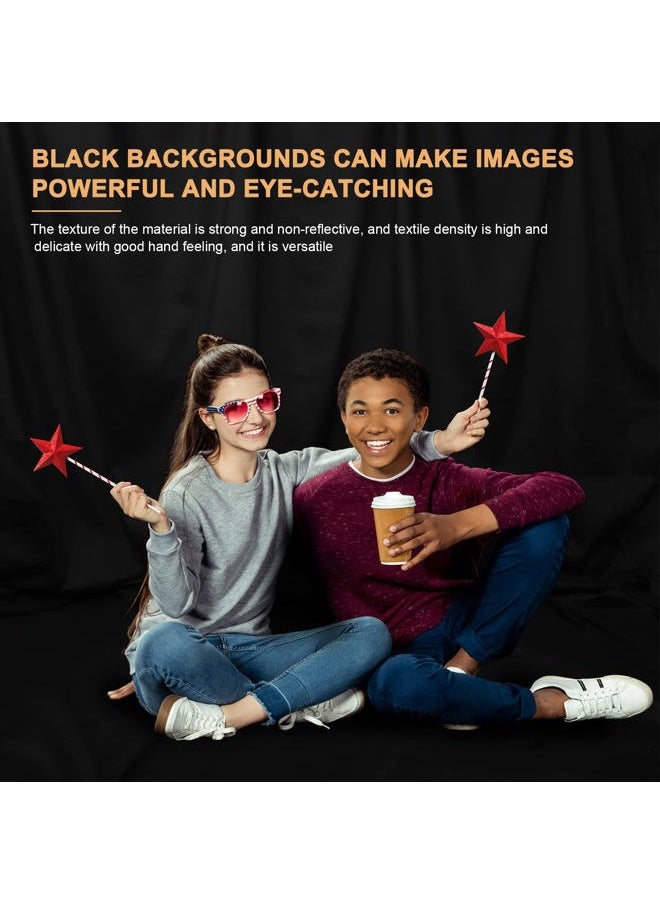 10x8 FT Black Backdrop Background for Photography, Chromakey High Density Polyester Fabric Black Photo Backdrop Curtain Screen Collapsible Seamless for Shoot Portraits Party Video Studio