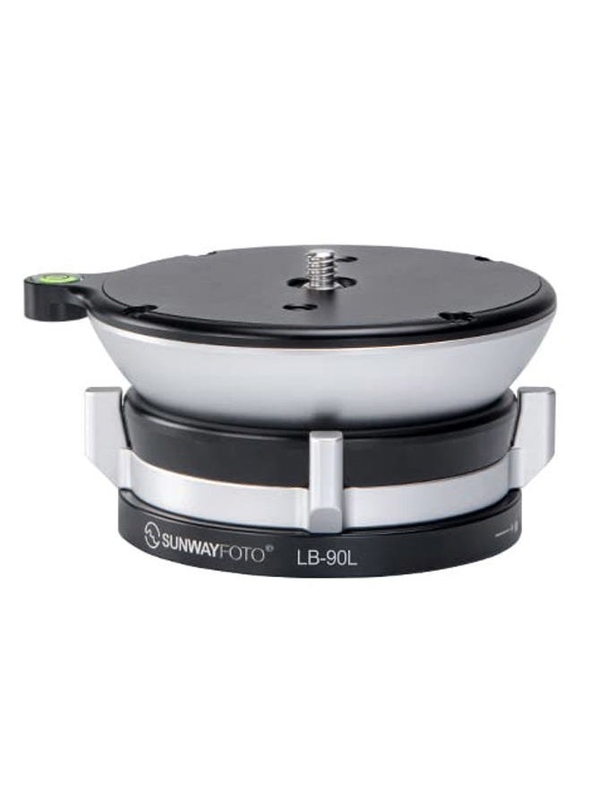 Sunwayfoto Black LB-90L 90mm Low Profile Leveling Base for Tripod w External Bubble Level & Butterfly Lock Collar +/-15° Tilt