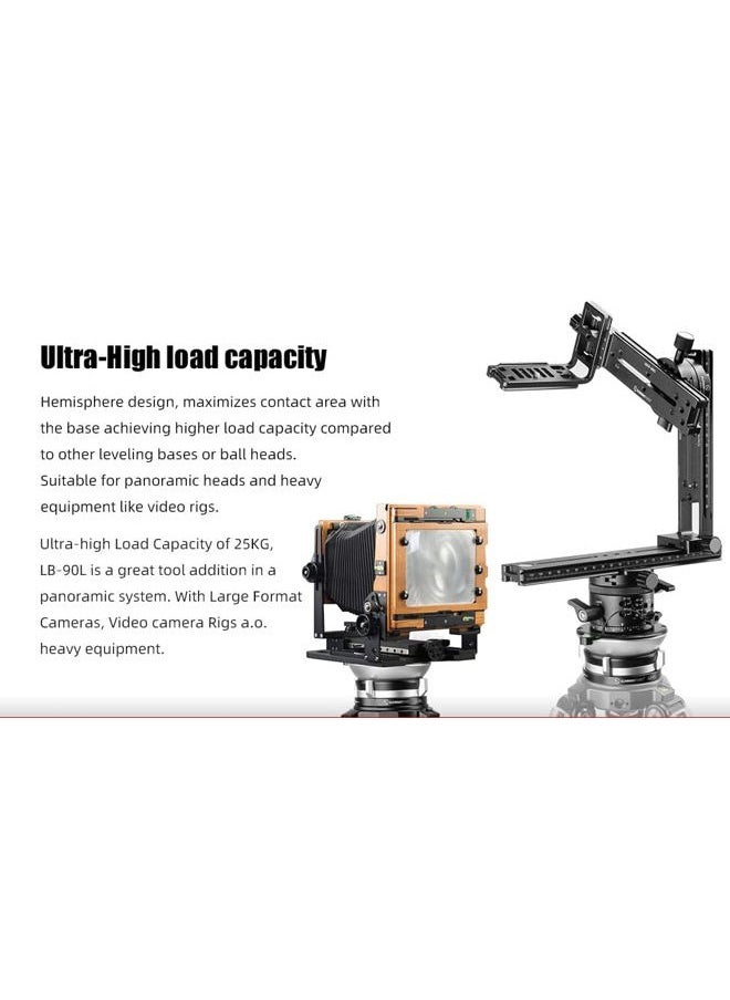 Sunwayfoto Black LB-90L 90mm Low Profile Leveling Base for Tripod w External Bubble Level & Butterfly Lock Collar +/-15° Tilt
