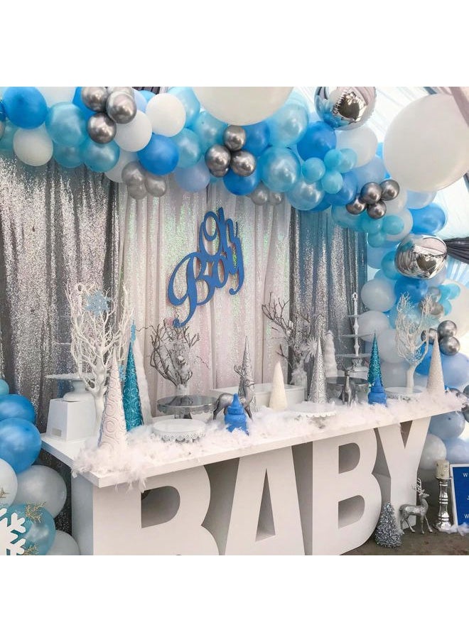 Silver Sequin Backdrop 2 Panels 2FTx8FT Christmas Party Backdrop Curtains Glitter Photo Background for Wedding Baby Shower Stage Decorations