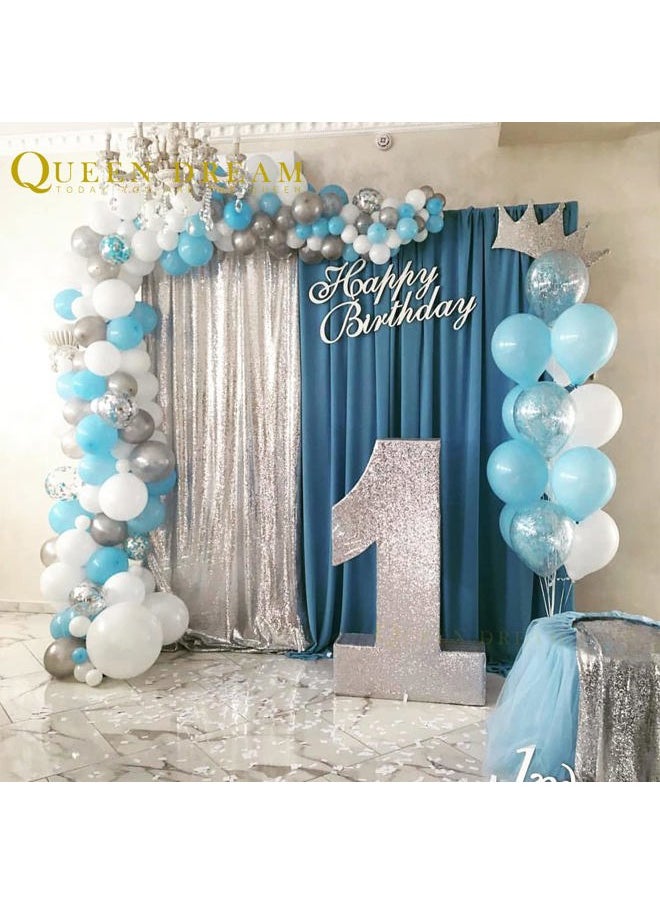 Silver Sequin Backdrop 2 Panels 2FTx8FT Christmas Party Backdrop Curtains Glitter Photo Background for Wedding Baby Shower Stage Decorations