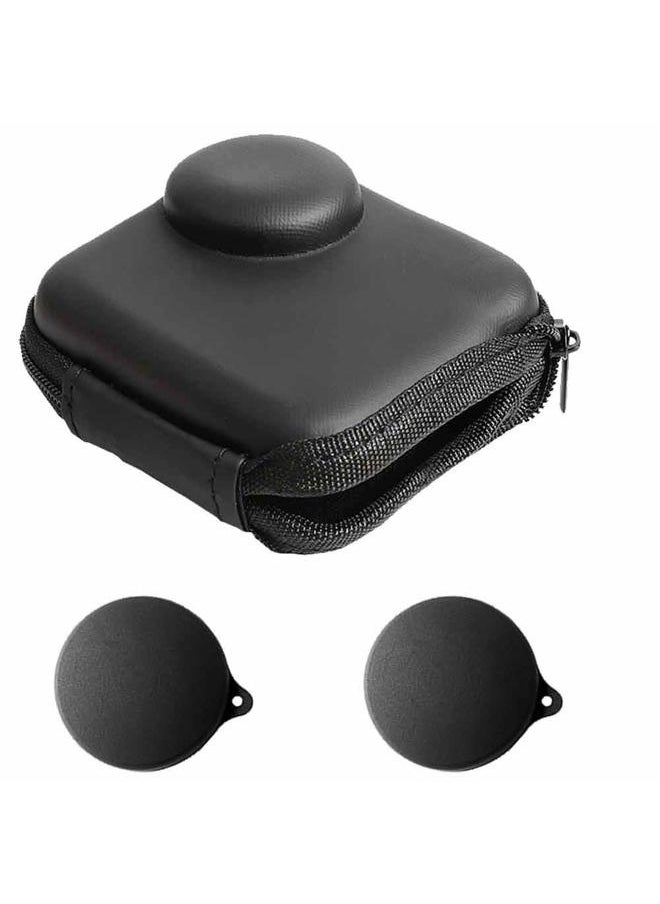 Mini Storage Bag Case for GoPro MAX Waterproof 360 Camera + Rubber Lens Cap Cover, Carrying Portable Boxes Accessory for Go pro Max [2+1 Pack]