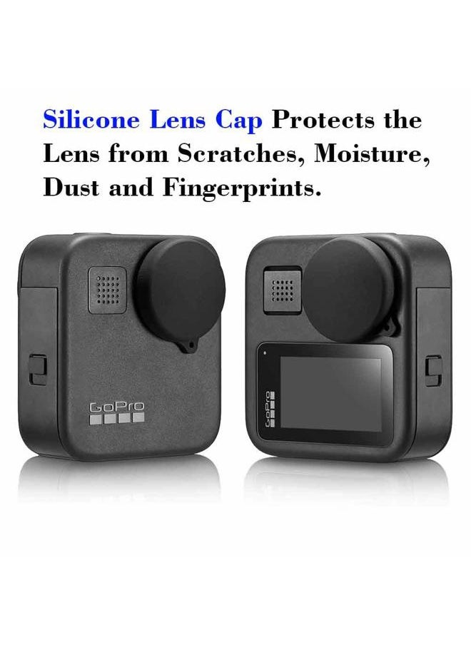 Mini Storage Bag Case for GoPro MAX Waterproof 360 Camera + Rubber Lens Cap Cover, Carrying Portable Boxes Accessory for Go pro Max [2+1 Pack]