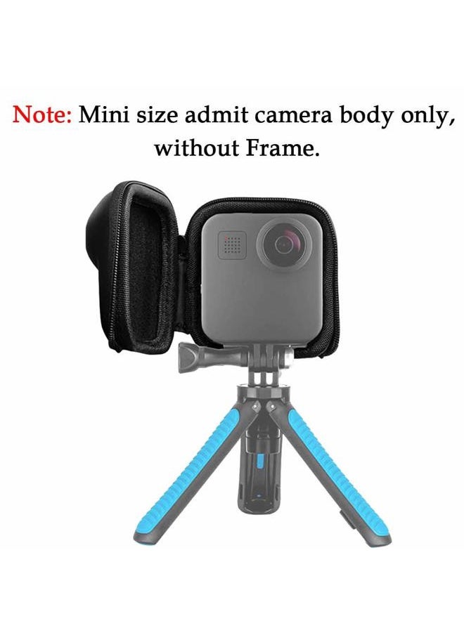 Mini Storage Bag Case for GoPro MAX Waterproof 360 Camera + Rubber Lens Cap Cover, Carrying Portable Boxes Accessory for Go pro Max [2+1 Pack]