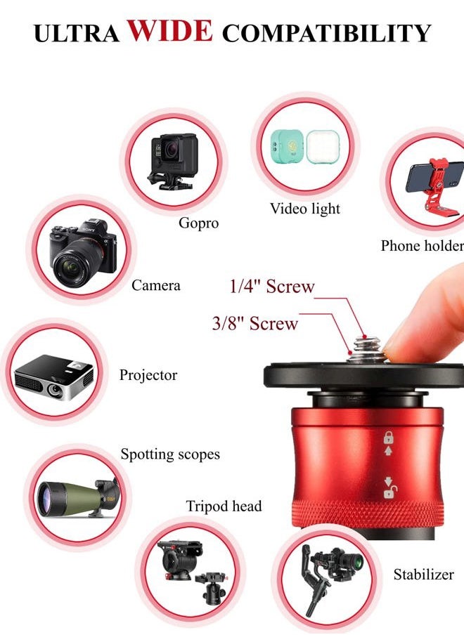 Tripod CB3 BASE, Aluminum Table Top Mini Tripod Low Profile Base with 3/8