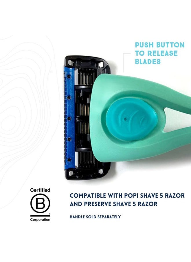 POPi Shave 5 Replacement Cartridges for Preserve POPi Shave 5 Razor (4 Count (Pack of 1))