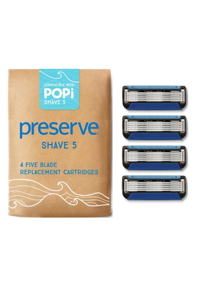 POPi Shave 5 Replacement Cartridges for Preserve POPi Shave 5 Razor (4 Count (Pack of 1))
