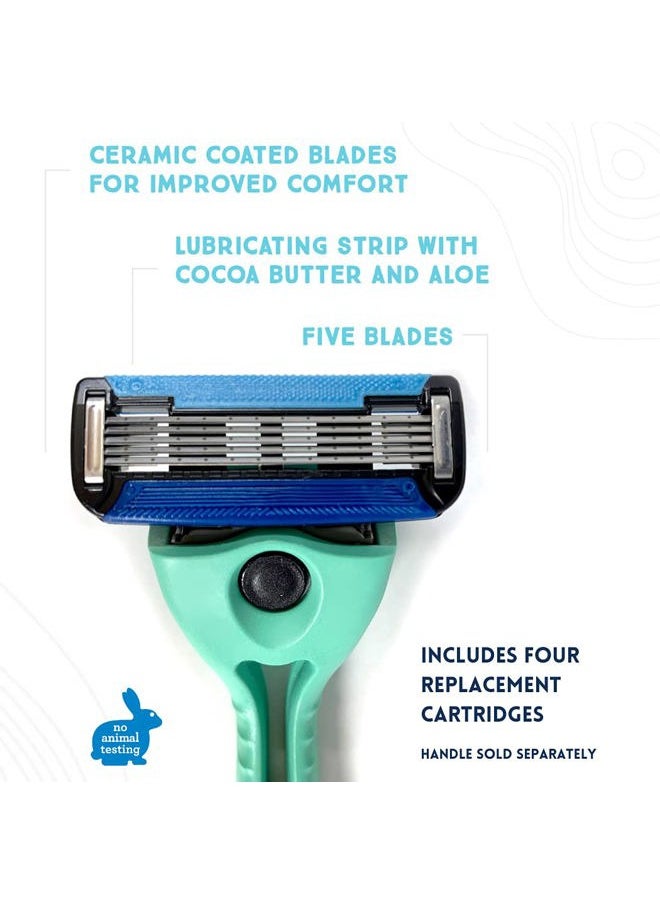 POPi Shave 5 Replacement Cartridges for Preserve POPi Shave 5 Razor (4 Count (Pack of 1))