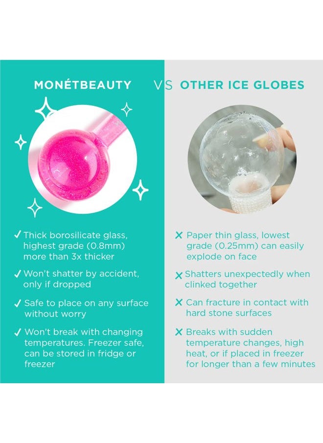 Ice Globes for Face, Freezer Safe and Highly Effective Facial Globes for Daily Beauty Routines, Face Roller to Tighten Skin, Reduce Puffiness, Enhance Circulation and Complexion (Pink)