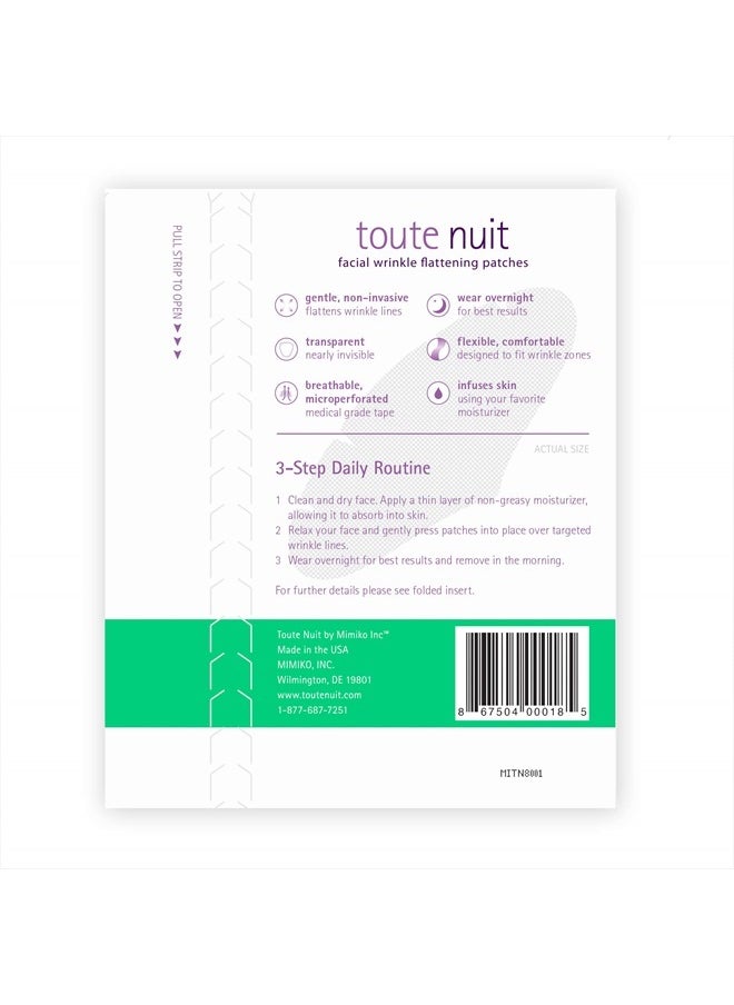 Toute Nuit Wrinkle Patches – Grooves – Face Tape for Maximum Forehead Coverage – Hypoallergenic Anti Wrinkle Patches – 20 Count, Made in USA