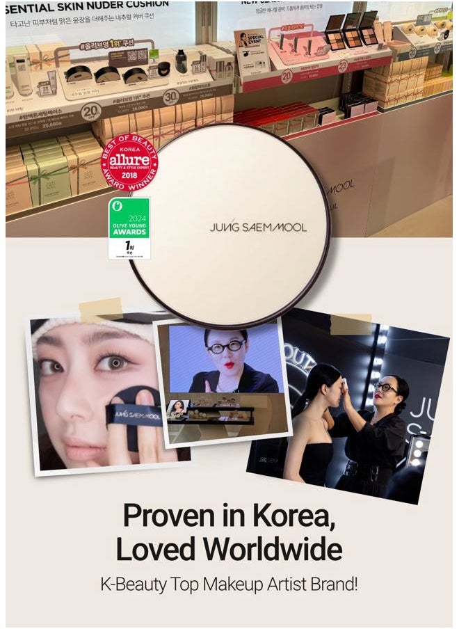 [JUNGSAEMMOOL OFFICIAL] Essential Skin Nuder Cushion (Medium) | Refill not Included | Foundation Makeup | Natural Finish | Buildable Coverage | Korean Makeup Artist Brand | Cream Foundation