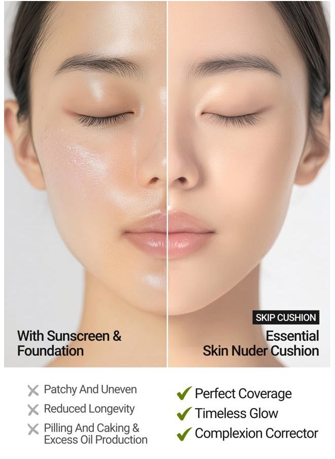[JUNGSAEMMOOL OFFICIAL] Essential Skin Nuder Cushion (Medium) | Refill not Included | Foundation Makeup | Natural Finish | Buildable Coverage | Korean Makeup Artist Brand | Cream Foundation