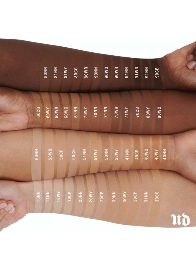 Urban Decay Stay Naked Weightless Liquid Foundation (80WY - Deep Warm - Golden Undertone), Waterproof Face Makeup, Buildable Medium Coverage with No Caking, Real-Skin Matte Finish - 1 fl oz